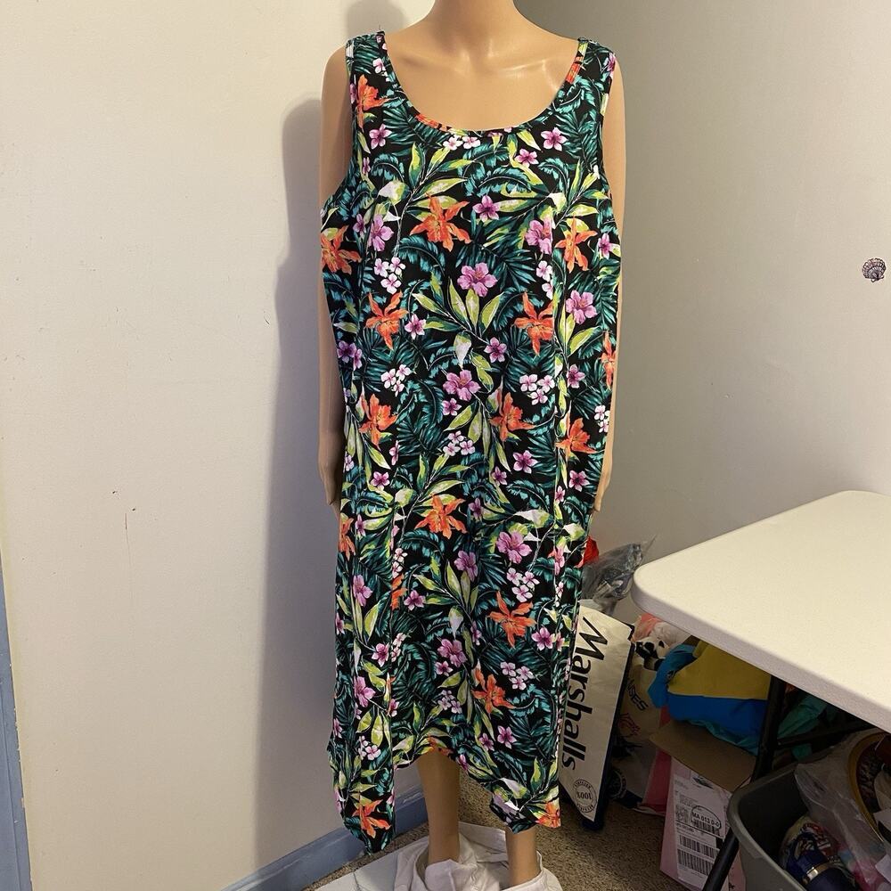 Swimsuits For All Sun/Tank Dress Tropical Floral Summer Beach Vacation 18/20 New - Picture 7 of 9